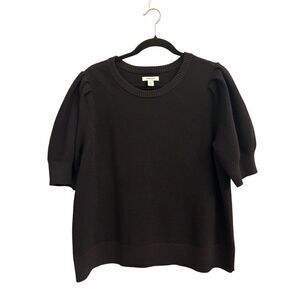 Nine West Short Puff Sleeve Sweater XXL Black